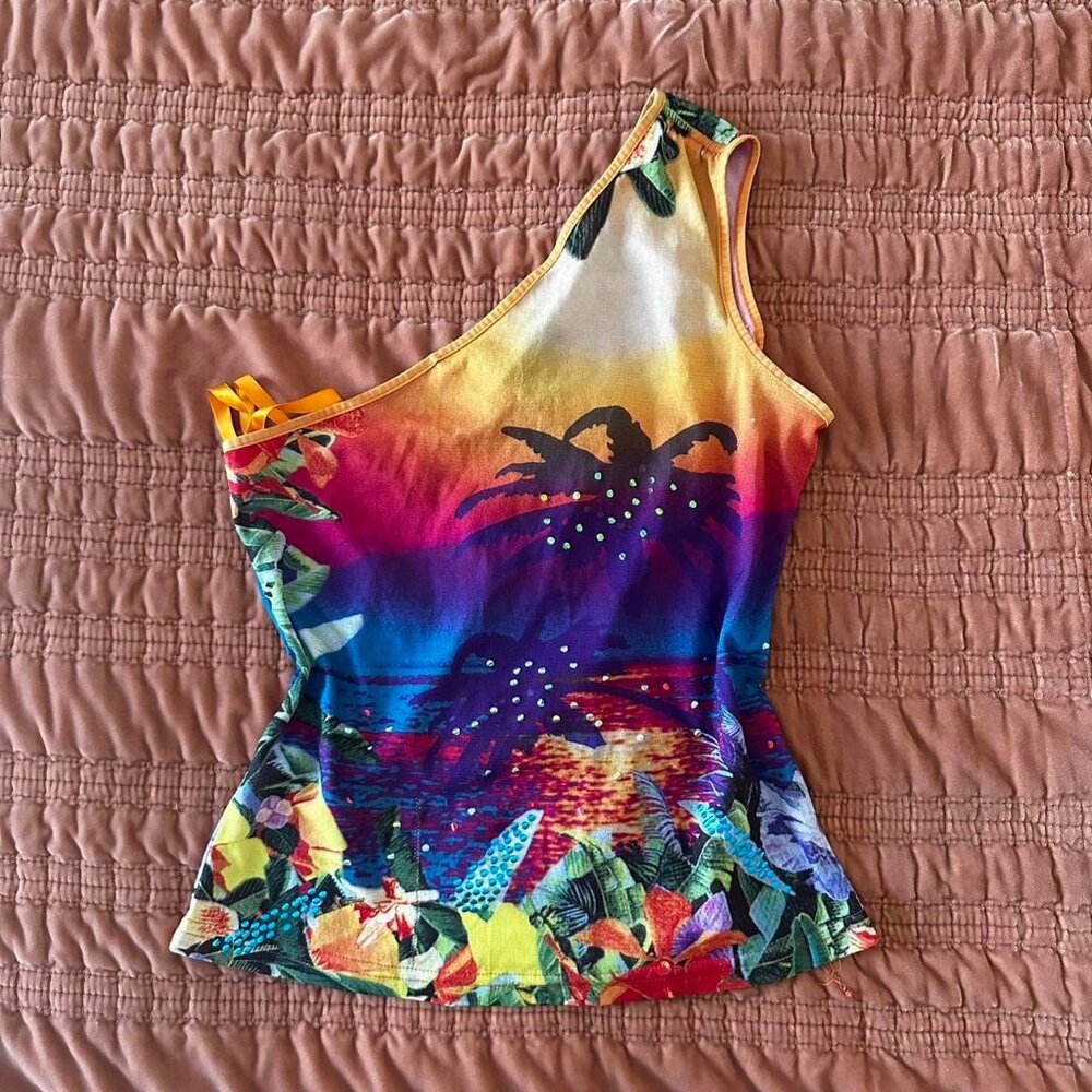 Express tropical one shoulder tank